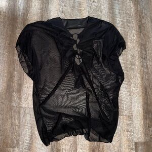 SHEIN Black Sheer Tie-Front swim coverup